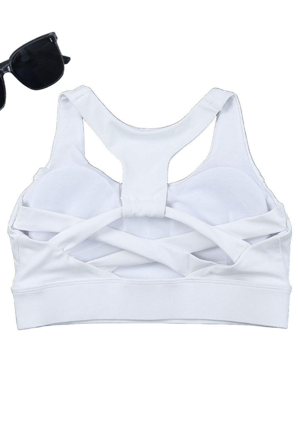 White Athletic Push Up Cut Out Wireless Sports Bra