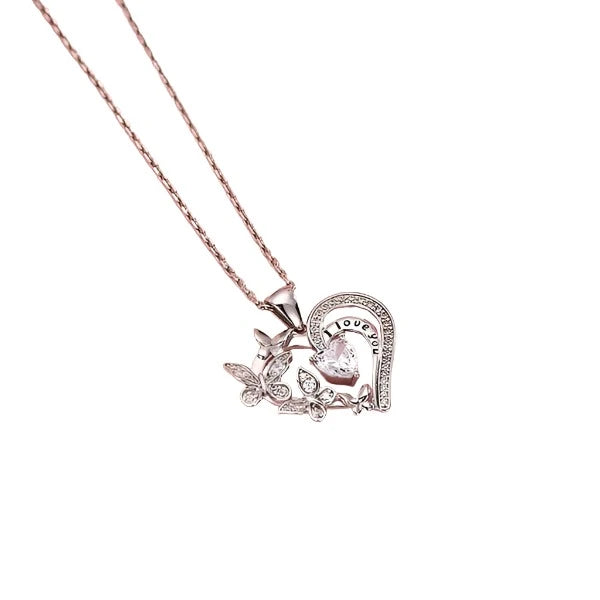 Luxury Butterfly Necklace for Women Charm Heart Butterfly Pendant