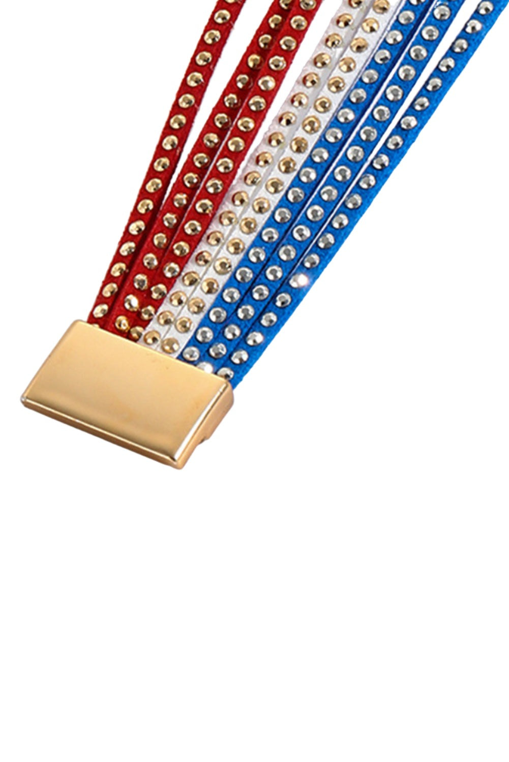 Sky Blue Flag Day Magnetic Buckle Studded Multi Layer Bracelet